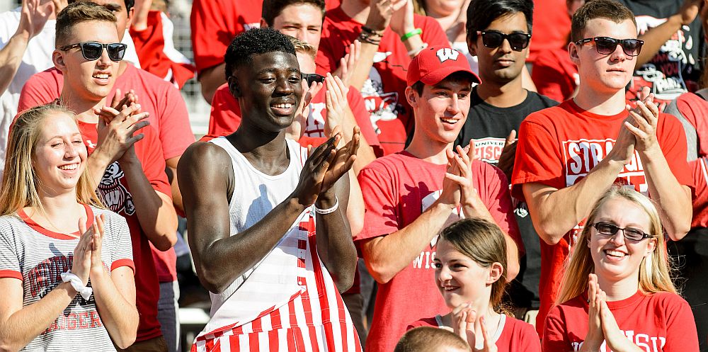 students at a football game