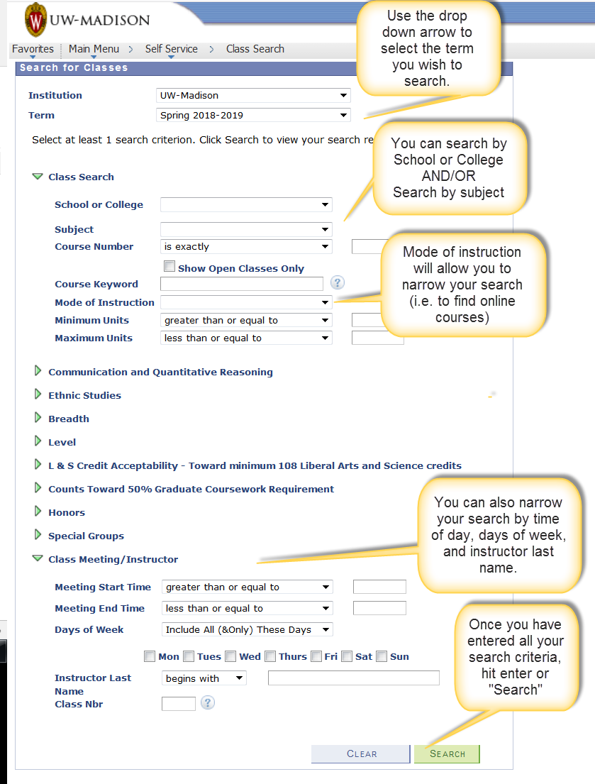 class search screen shot